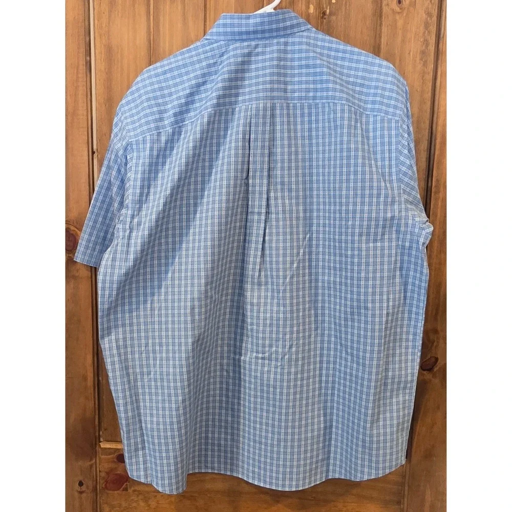Eddie Bauer Button Down Shirt Mens L Blue Plaid Relaxed Fit Wrinkle Resistant - Picture 2 of 3